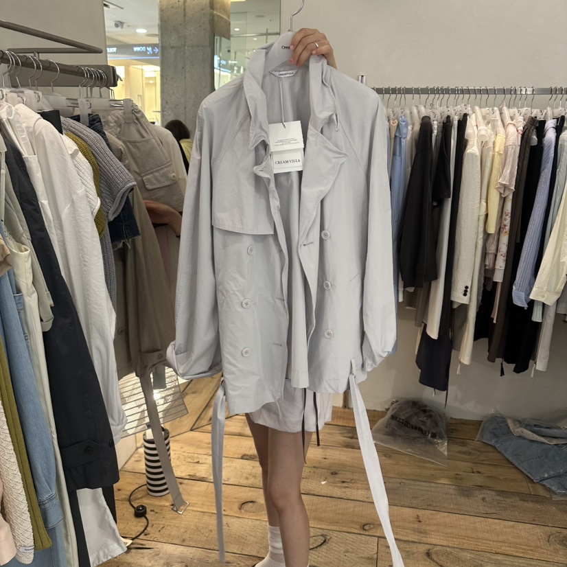 CREAM VILLA韓國直郵實拍女士新品推薦夾克含腰帶涂層CREAMVILLA夾克圖色2