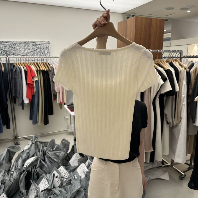 MER韓國東大門代購女裝新款時尚熱賣職業休閑26春夏針織衫蕾絲MER/ANGELO BIANCO針織衫