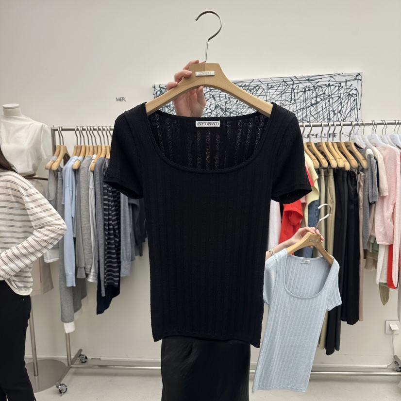 MER韓國東大門代購女裝新款時尚熱賣職業休閑26春夏針織衫蕾絲MER/ANGELO BIANCO針織衫圖色3