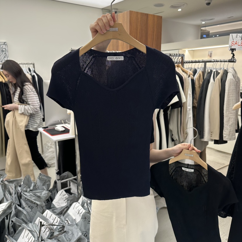 MER韓國代購女士新款推薦時尚熱賣休閑職業人氣26春夏針織衫MER/ANGELO BIANCO針織衫圖色3深藍色