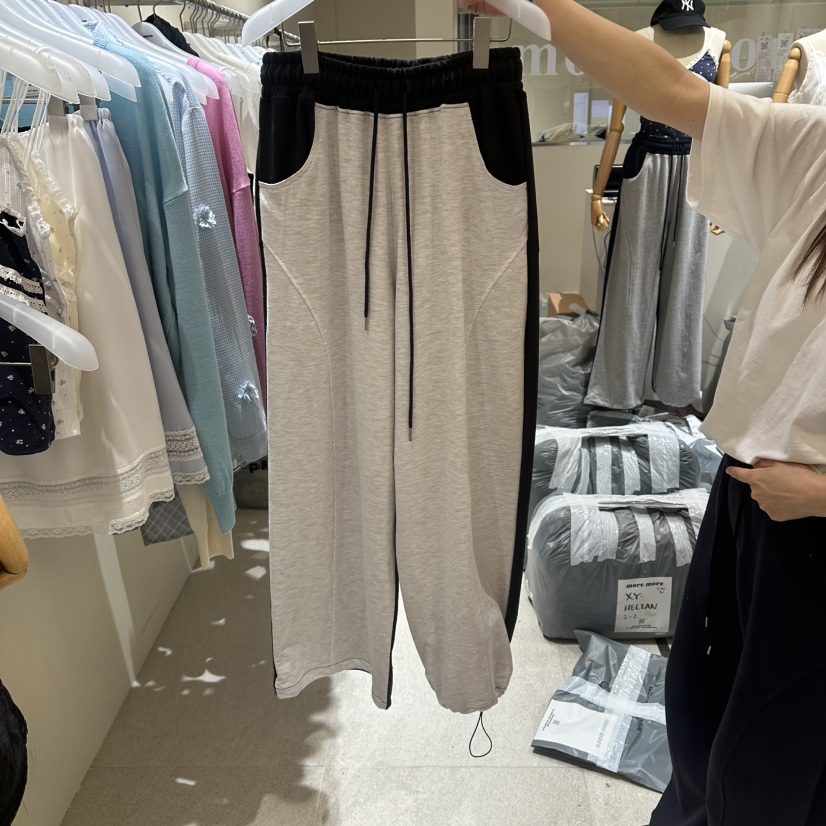 MOREMORE韓國代購女裝新款26春夏休閑推薦休閑褲毛圈撞色more more休閑褲圖色2