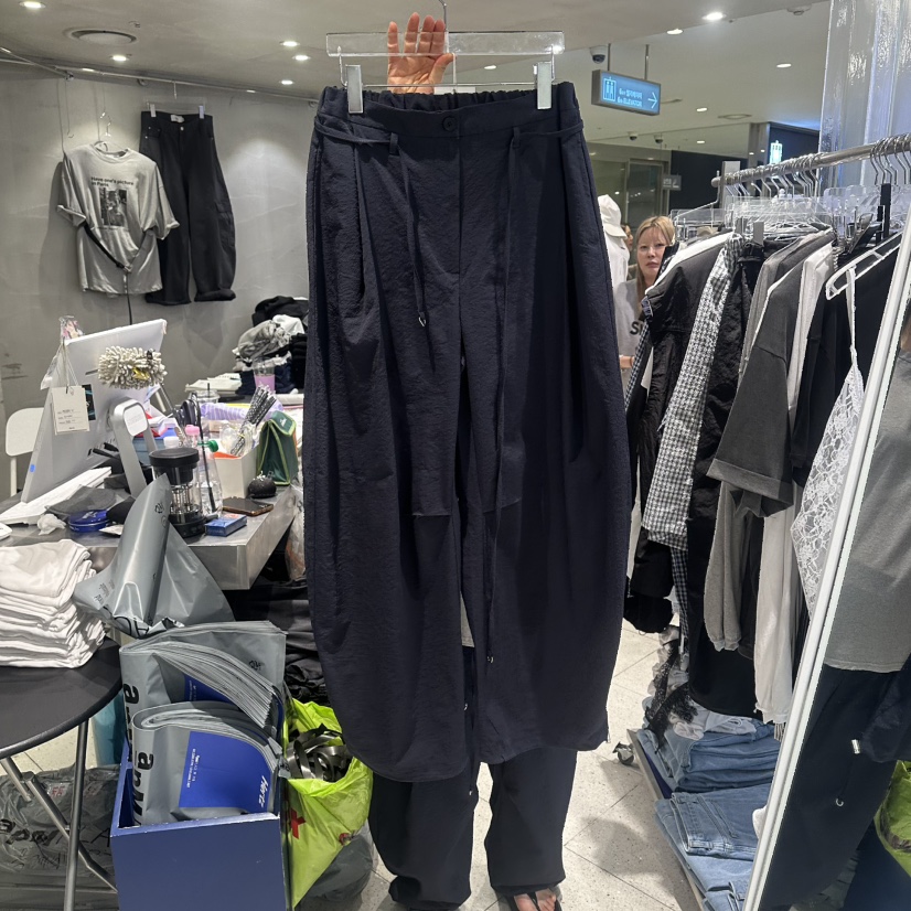 HERTZ-P韓國直郵女裝新款26春夏熱賣休閑人氣休閑褲含腰繩HERTZ-P休閑褲圖色1深藍色