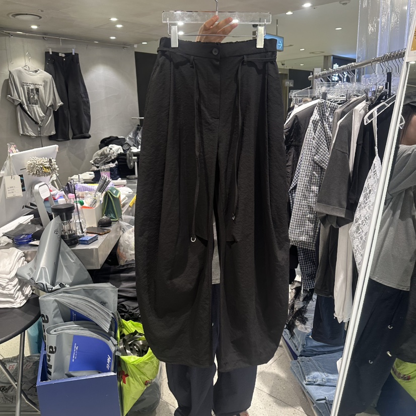 HERTZ-P韓國直郵女裝新款26春夏熱賣休閑人氣休閑褲含腰繩HERTZ-P休閑褲圖色2黑色