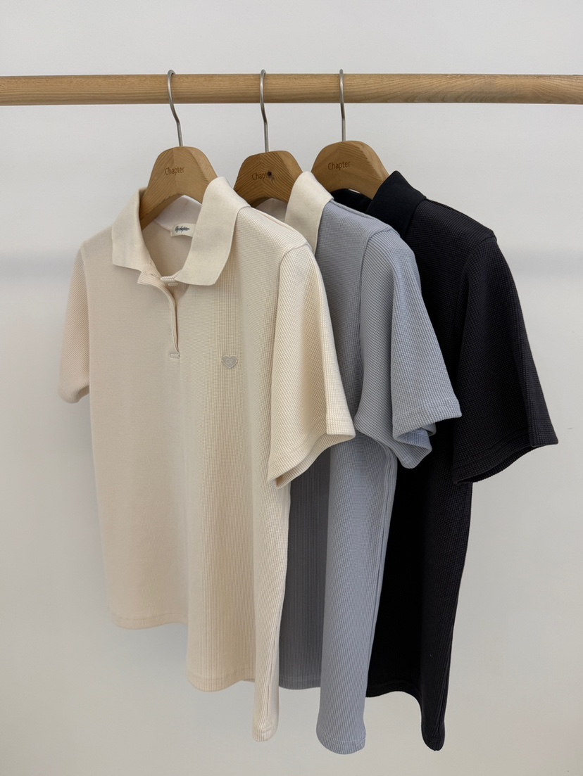 BY CHAPTER韓國直郵實拍女士新款職業休閑人氣T恤華夫格BY ChapterT恤