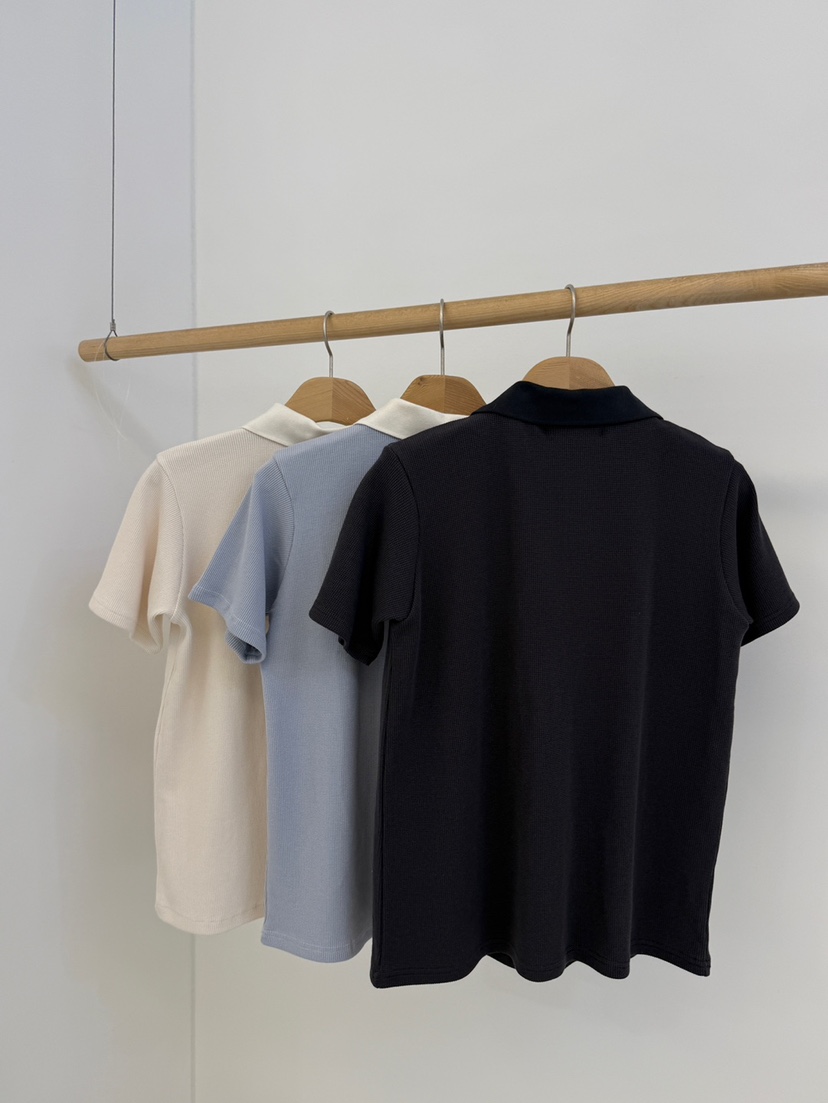 BY CHAPTER韓國直郵實拍女士新款職業休閑人氣T恤華夫格BY ChapterT恤