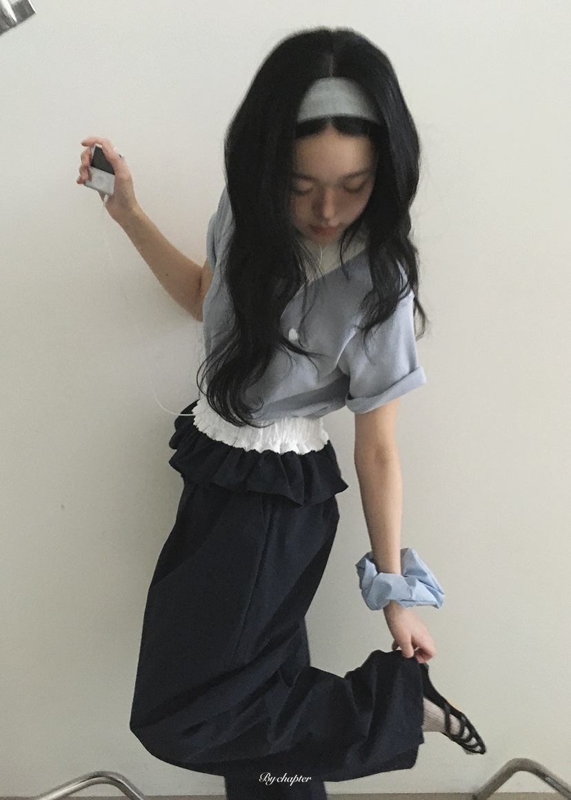 BY CHAPTER韓國直郵實拍女士新款職業休閑人氣T恤華夫格BY ChapterT恤