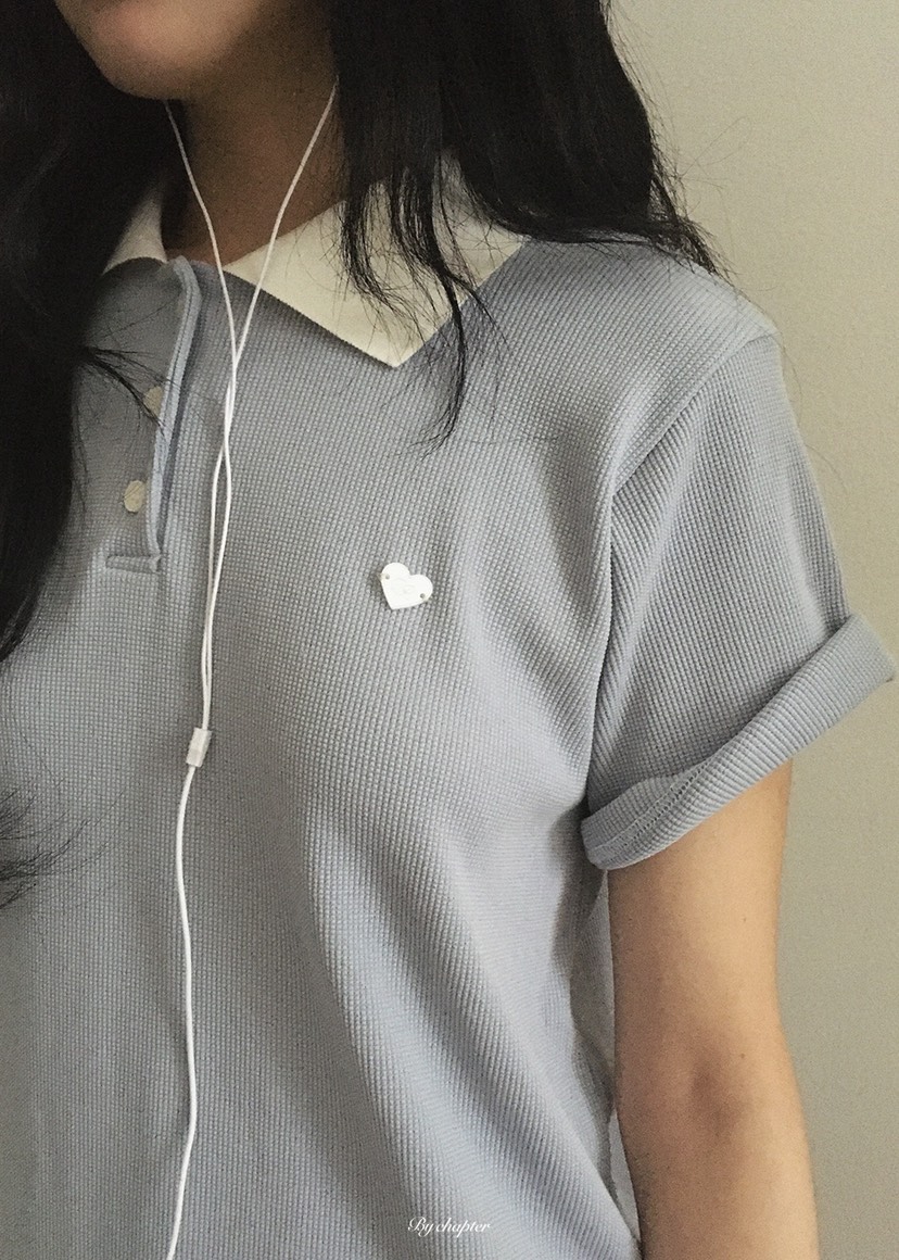 BY CHAPTER韓國直郵實拍女士新款職業休閑人氣T恤華夫格BY ChapterT恤