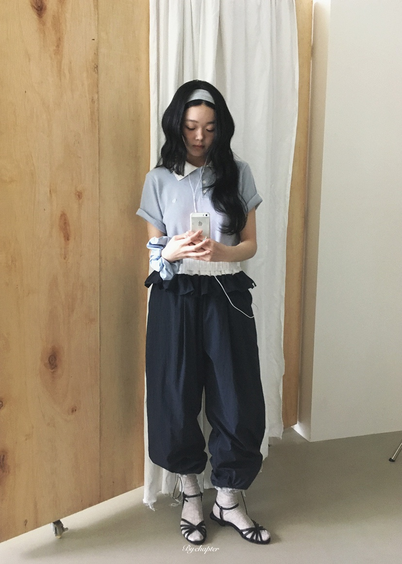 BY CHAPTER韓國直郵實拍女士新款職業休閑人氣T恤華夫格BY ChapterT恤