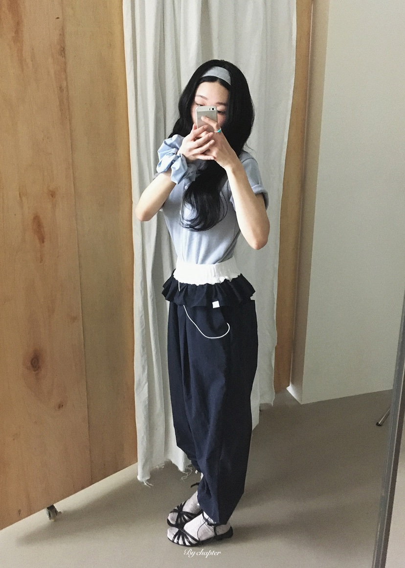 BY CHAPTER韓國直郵實拍女士新款職業休閑人氣T恤華夫格BY ChapterT恤