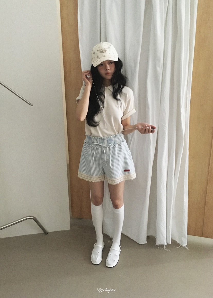 BY CHAPTER韓國直郵實拍女士新款職業休閑人氣T恤華夫格BY ChapterT恤