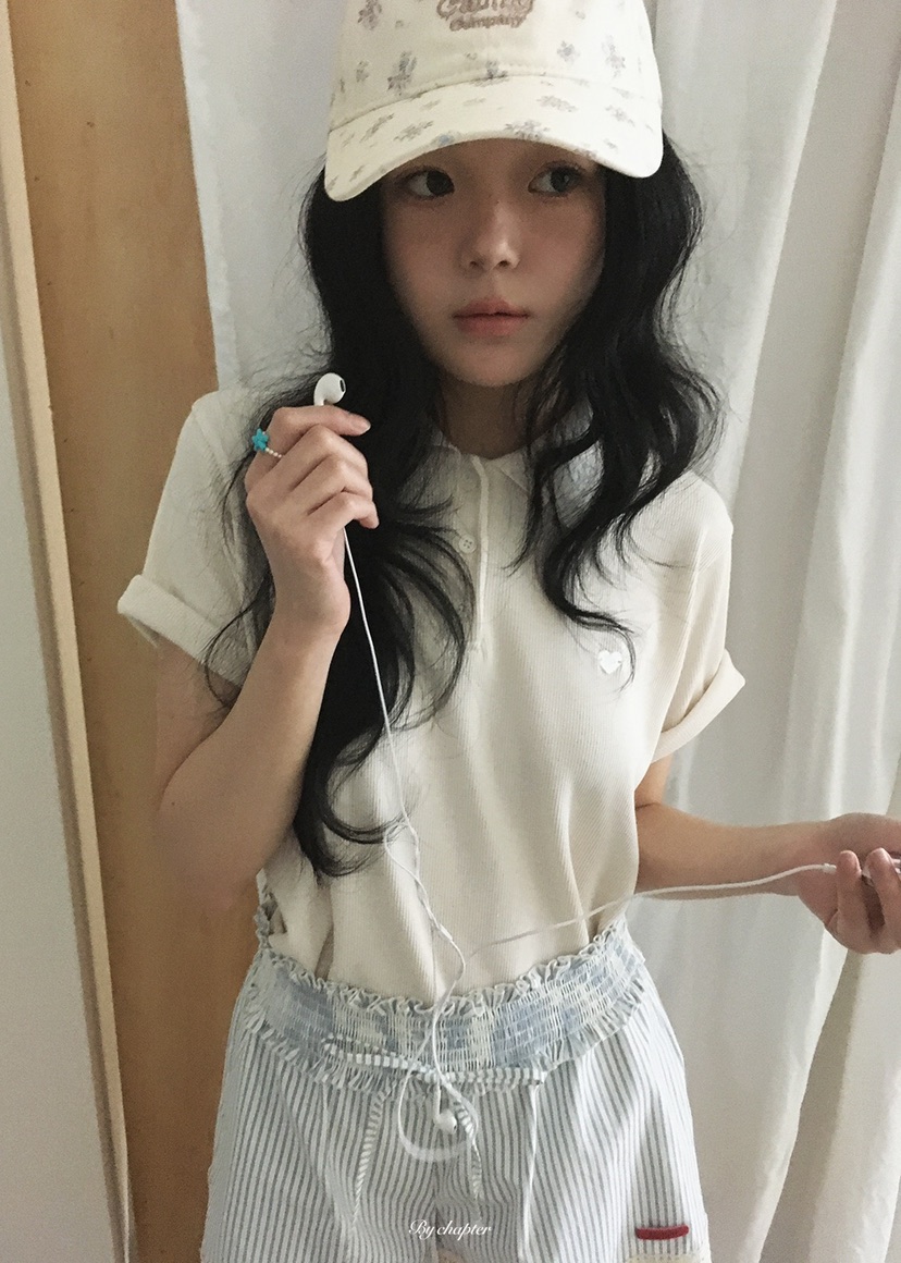 BY CHAPTER韓國直郵實拍女士新款職業休閑人氣T恤華夫格BY ChapterT恤