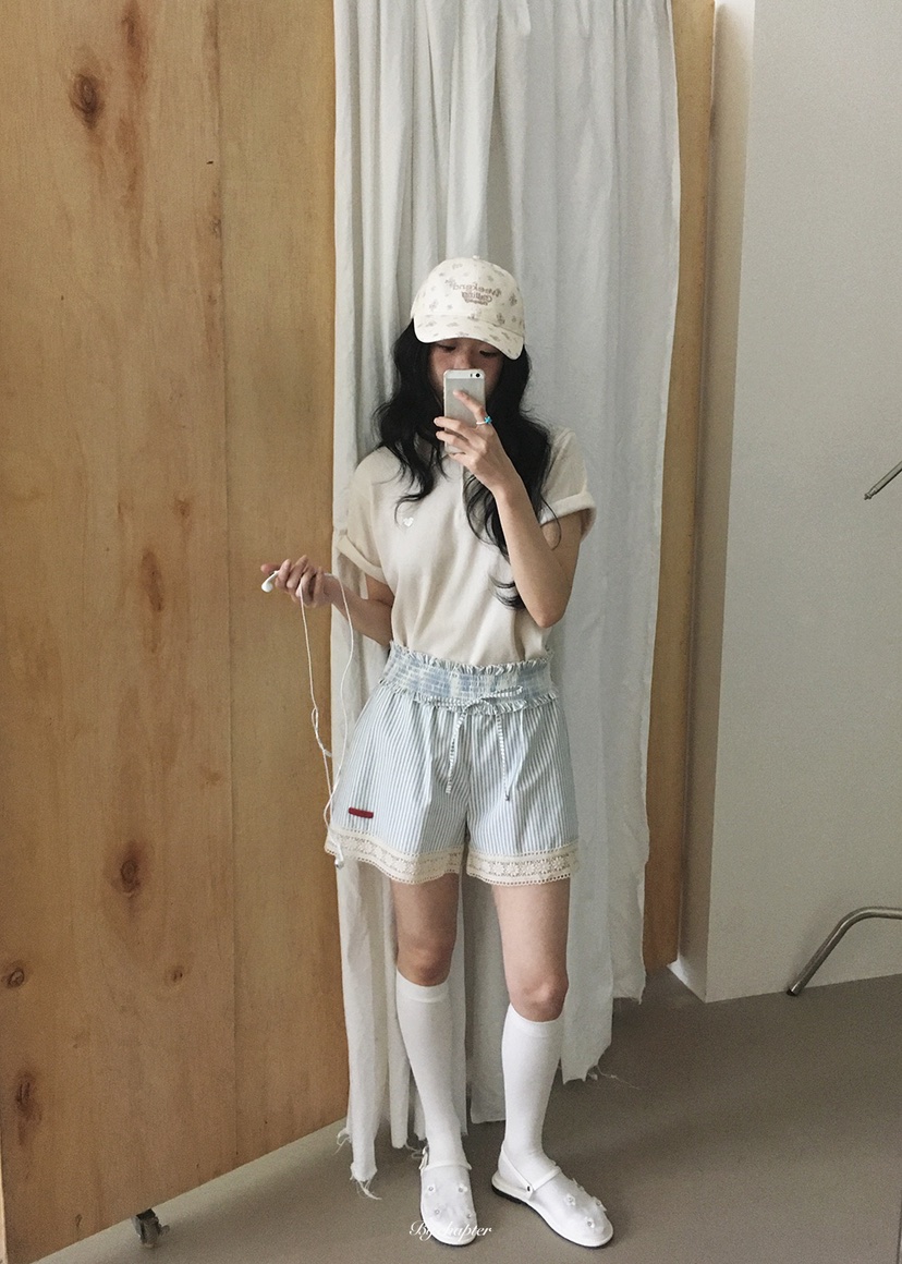 BY CHAPTER韓國直郵實拍女士新款職業休閑人氣T恤華夫格BY ChapterT恤