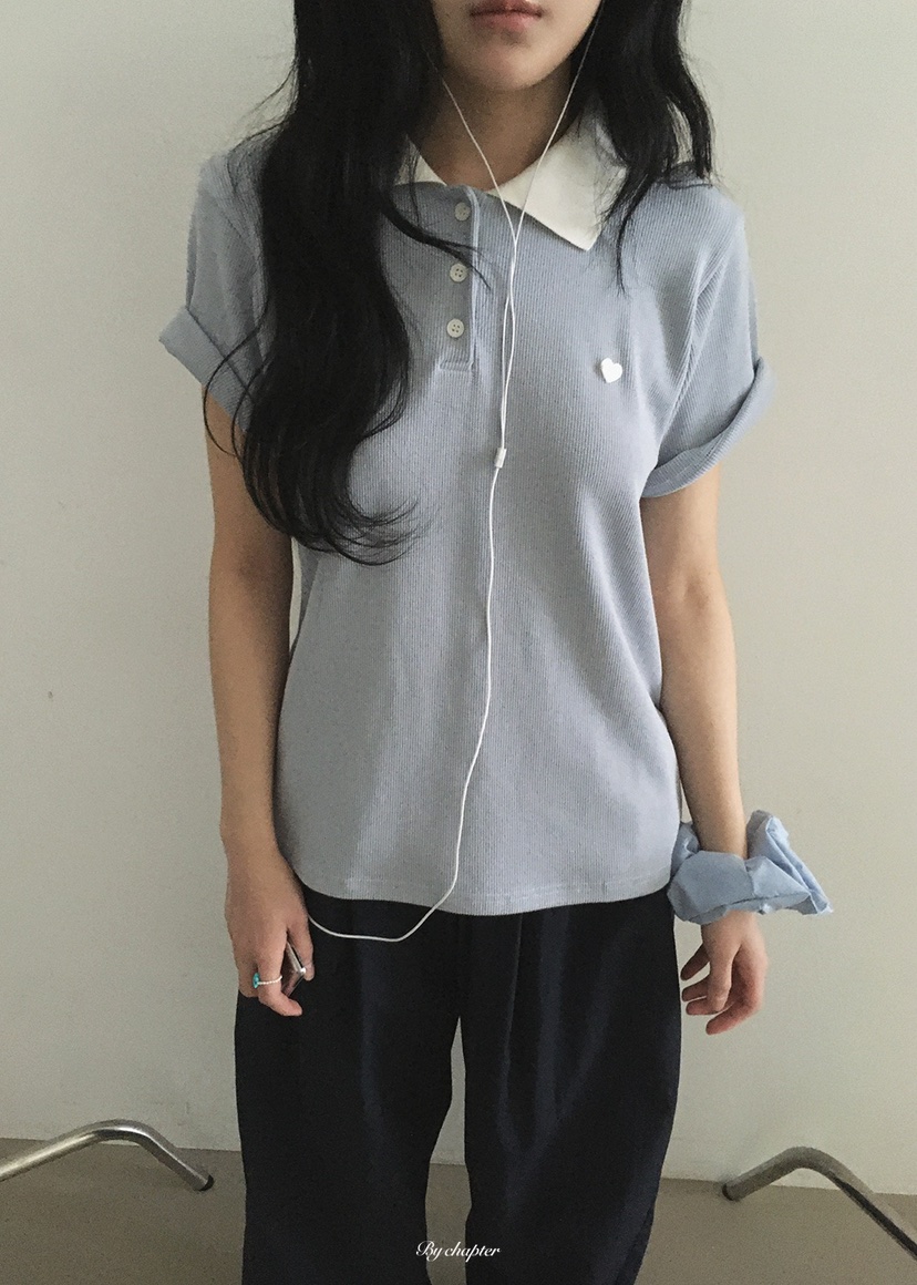 BY CHAPTER韓國直郵實拍女士新款職業休閑人氣T恤華夫格BY ChapterT恤圖色2