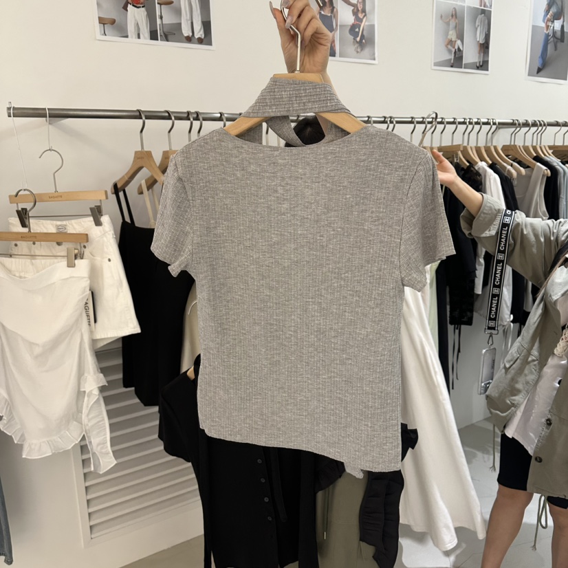 BAGUETTE-P韓國直郵實拍女士新品休閑T恤含脖帶系帶開衫BAGUETTE-PT恤