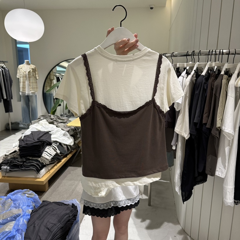 GRADE韓國直郵實拍女士新品休閑熱賣26春夏人氣T恤假兩件GRADET恤