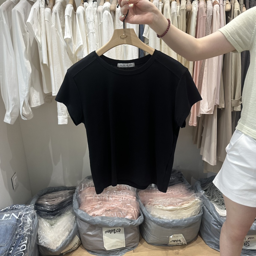 aube nunt韓國東大門代購女裝新款人氣時尚推薦職業26春夏T恤aube nuntT恤圖色4黑色