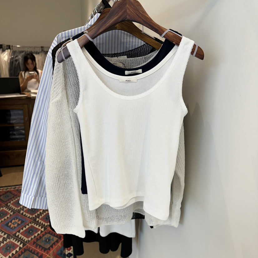 AGO韓國代購女士新品休閑人氣熱賣時尚推薦26春夏吊帶背心蕾絲AGO吊帶/背心圖色1
