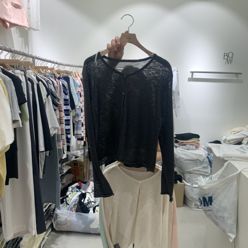 BY BOMI韓國直郵女士新品職業熱賣休閑針織衫透明圓領開衫BY BOMI針織衫圖色2