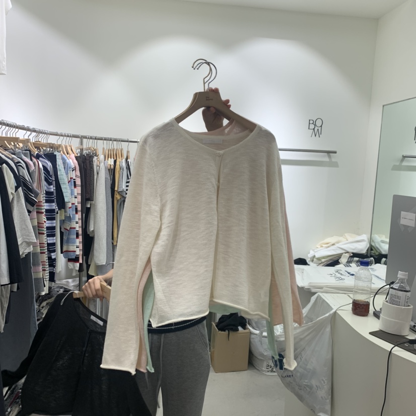 BY BOMI韓國直郵女士新品職業熱賣休閑針織衫透明圓領開衫BY BOMI針織衫圖色3