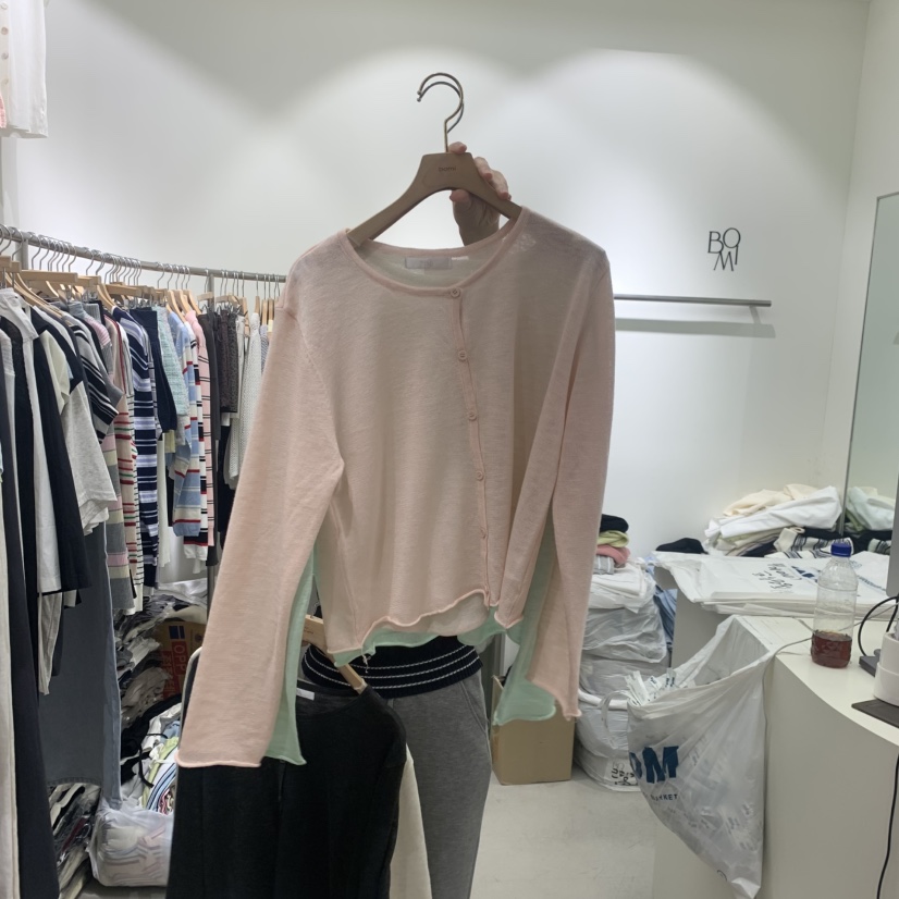 BY BOMI韓國直郵女士新品職業熱賣休閑針織衫透明圓領開衫BY BOMI針織衫圖色4