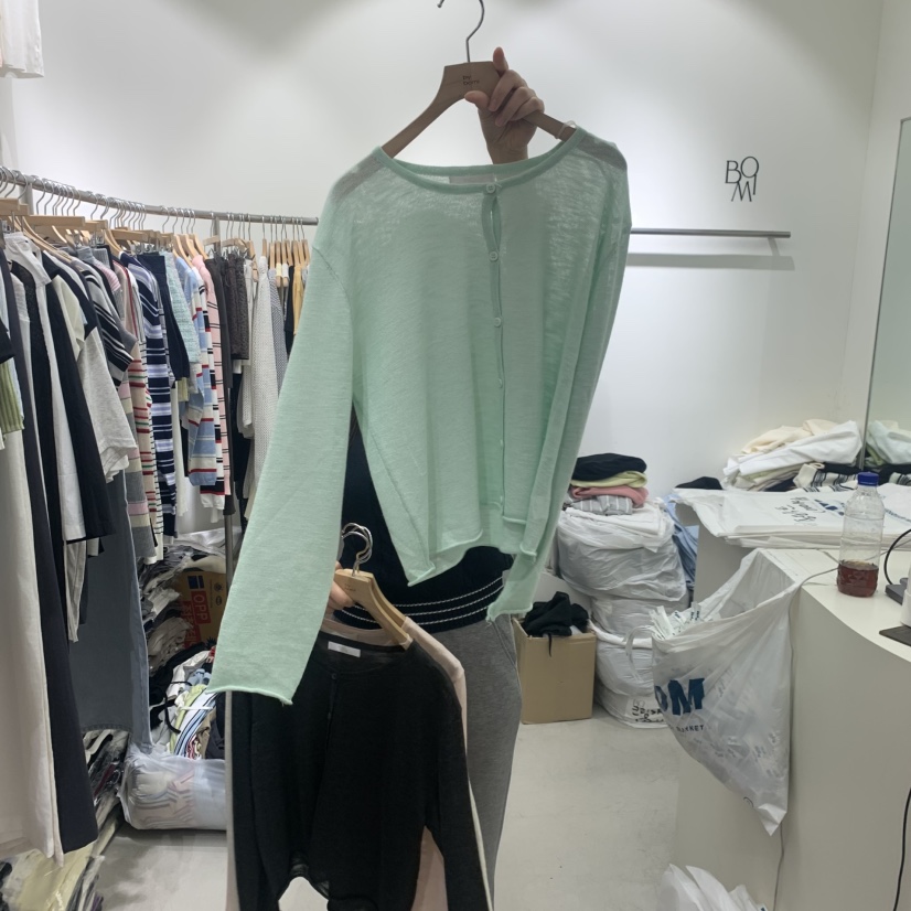 BY BOMI韓國直郵女士新品職業熱賣休閑針織衫透明圓領開衫BY BOMI針織衫圖色5