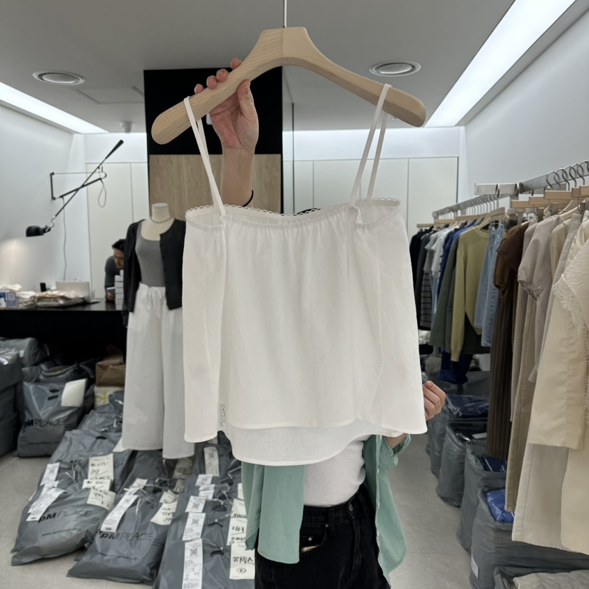 WRITTEN BY韓國東大門直郵女裝新款職業吊帶背心蕾絲褶裥WRITTEN BY吊帶/背心