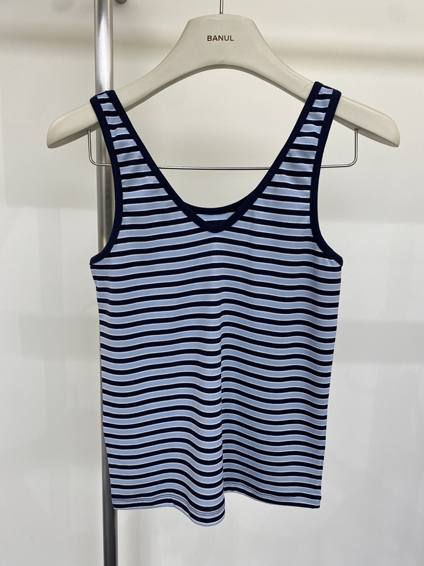 BANUL韓國東大門代購女裝新品熱賣26春夏吊帶背心天絲條紋BANUL吊帶/背心圖色1