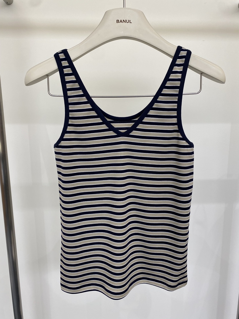 BANUL韓國東大門代購女裝新品熱賣26春夏吊帶背心天絲條紋BANUL吊帶/背心圖色2