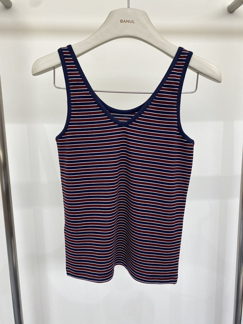 BANUL韓國東大門代購女裝新品熱賣26春夏吊帶背心天絲條紋BANUL吊帶/背心圖色3