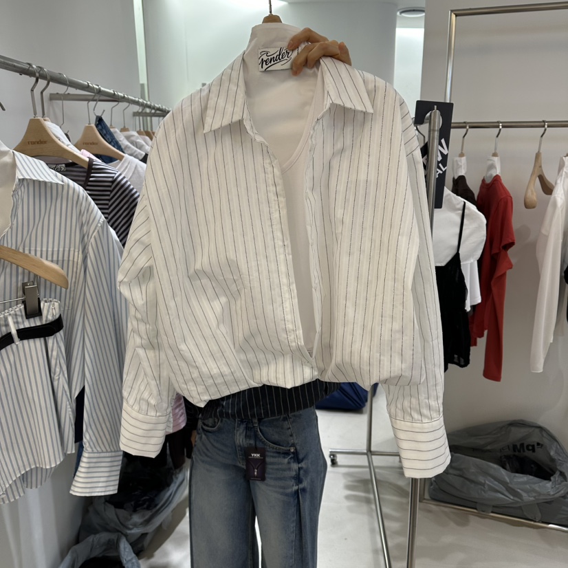 RENDER韓國東大門代購女士新品人氣時尚襯衫蕾絲衫不含內搭RENDER襯衫/蕾絲衫圖色1