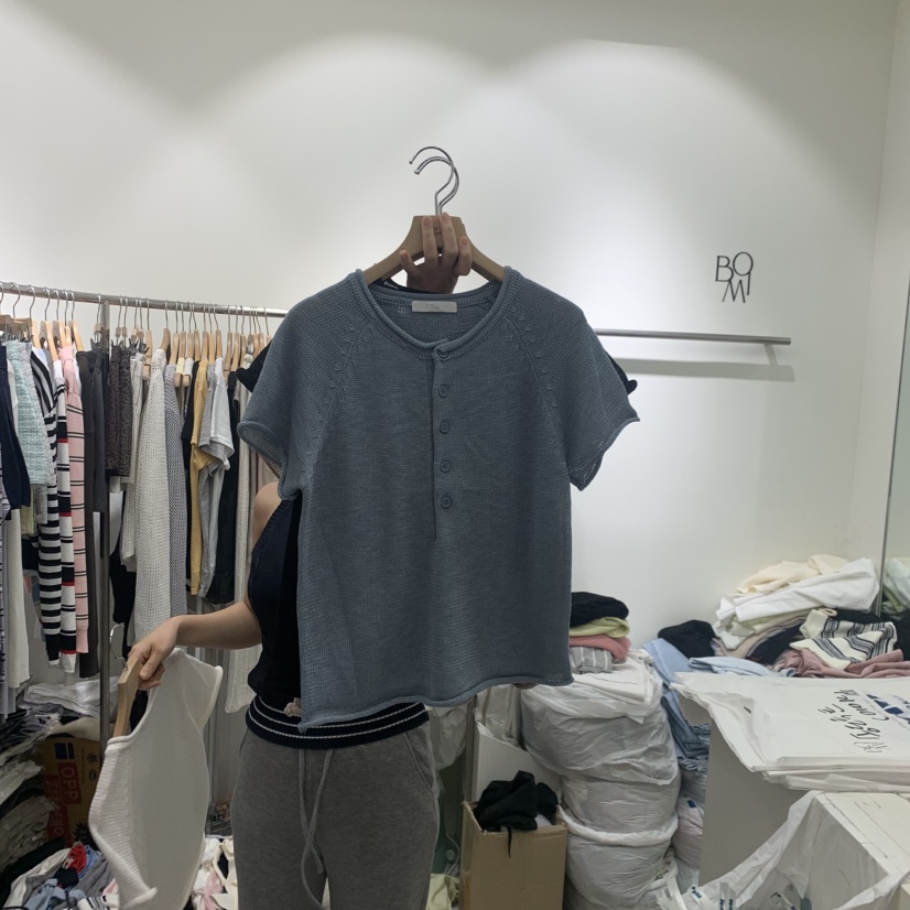 BY BOMI韓國直郵實拍女士新品職業26春夏推薦熱賣T恤紐扣BY BOMIT恤圖色2