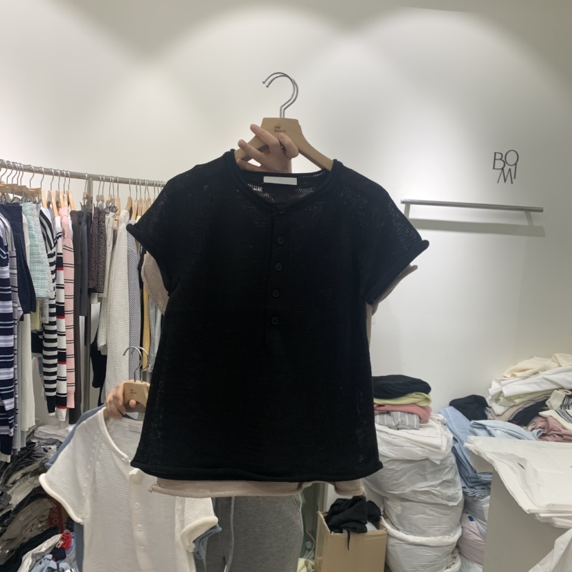 BY BOMI韓國直郵實拍女士新品職業26春夏推薦熱賣T恤紐扣BY BOMIT恤圖色3