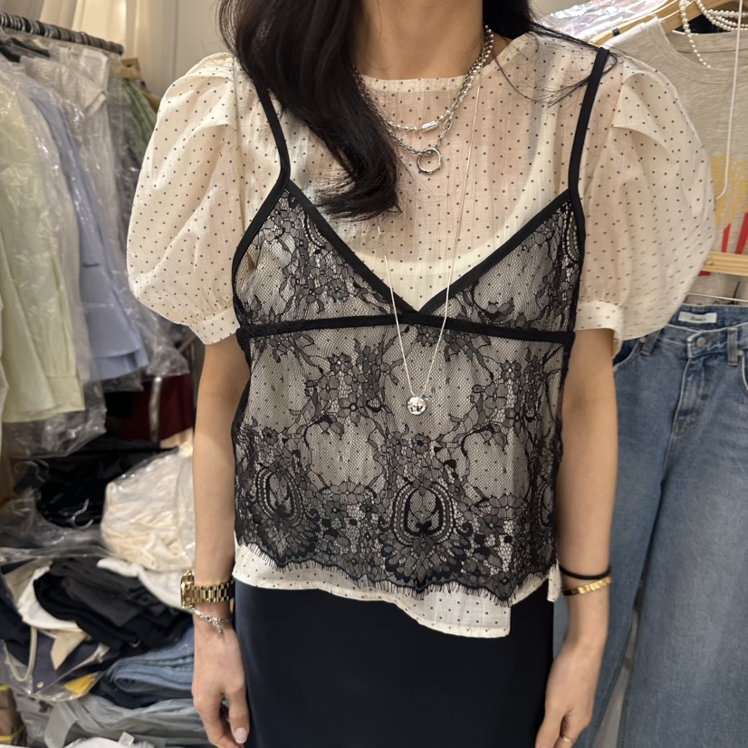 BOUND.A韓國直郵實拍女裝新品人氣時尚休閑吊帶背心蕾絲BOUND.A吊帶/背心圖色1