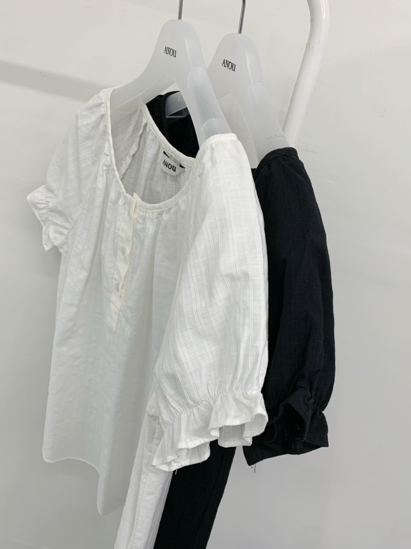 ANOU韓國東大門直郵女裝新款休閑職業推薦襯衫蕾絲衫泡泡袖ANOU襯衫/蕾絲衫