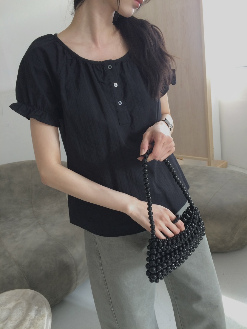 ANOU韓國東大門直郵女裝新款休閑職業推薦襯衫蕾絲衫泡泡袖ANOU襯衫/蕾絲衫