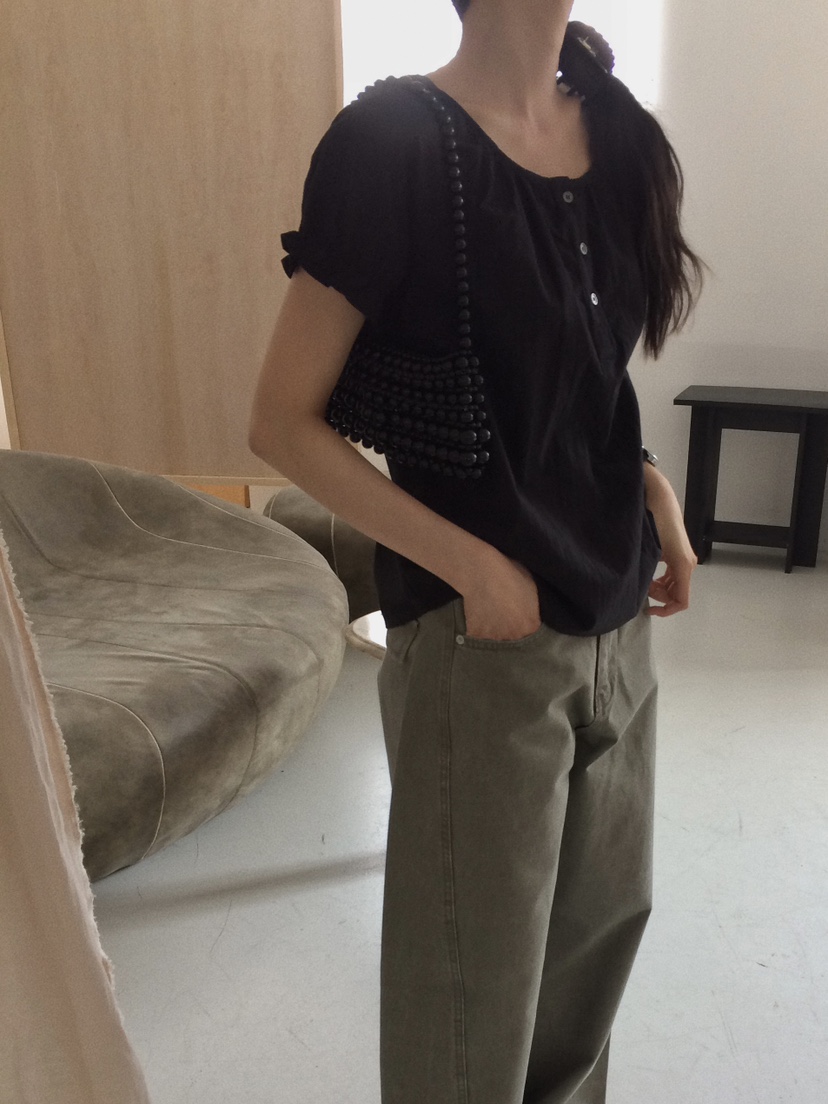 ANOU韓國東大門直郵女裝新款休閑職業推薦襯衫蕾絲衫泡泡袖ANOU襯衫/蕾絲衫