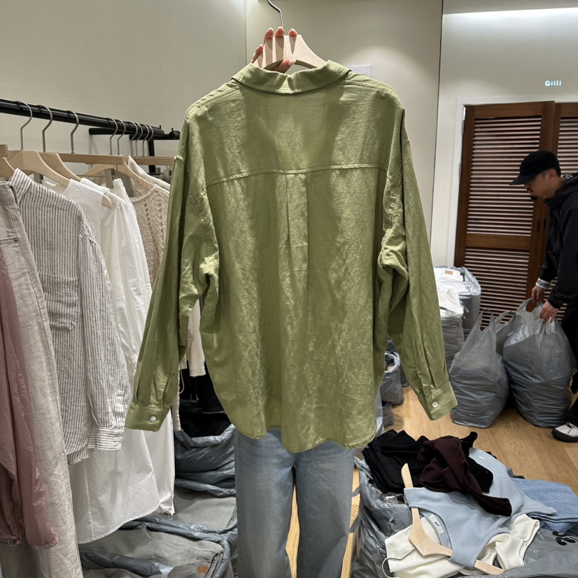 GILLI韓國東大門直郵女士新品26春夏休閑時尚襯衫蕾絲衫亞麻GILLI襯衫/蕾絲衫