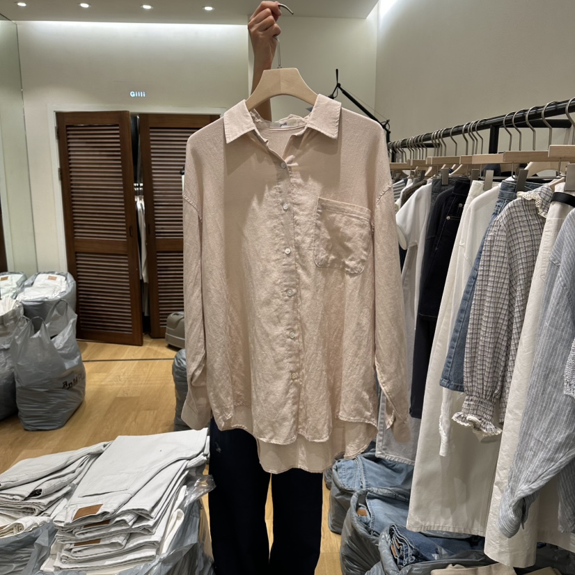 GILLI韓國東大門直郵女士新品26春夏休閑時尚襯衫蕾絲衫亞麻GILLI襯衫/蕾絲衫圖色3