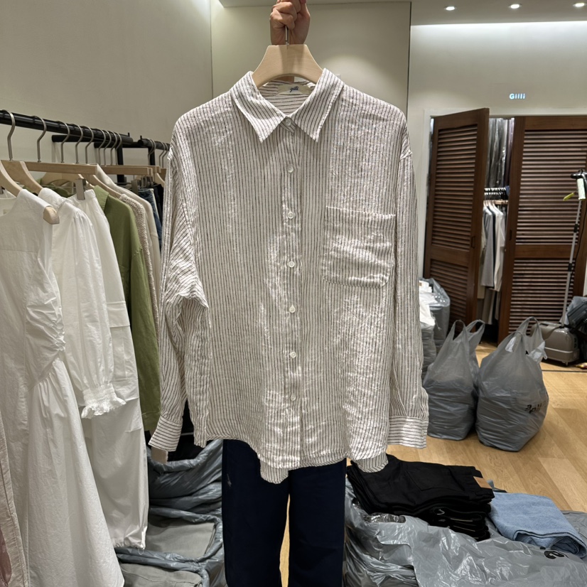 GILLI韓國東大門代購女裝新品時尚人氣26春夏襯衫蕾絲衫亞麻布GILLI襯衫/蕾絲衫圖色1