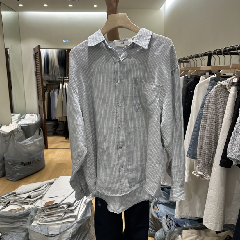 GILLI韓國東大門代購女裝新品時尚人氣26春夏襯衫蕾絲衫亞麻布GILLI襯衫/蕾絲衫圖色2