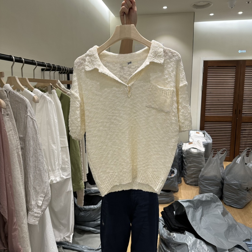 GILLI韓國直郵實拍女裝新款時尚推薦26春夏職業針織衫亞麻GILLI針織衫圖色1