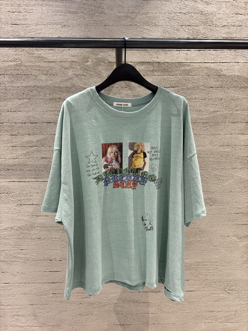 SUGAR CASE東大門代購女裝新品26春夏熱賣真品推薦T恤復古SUGAR CASET恤圖色2