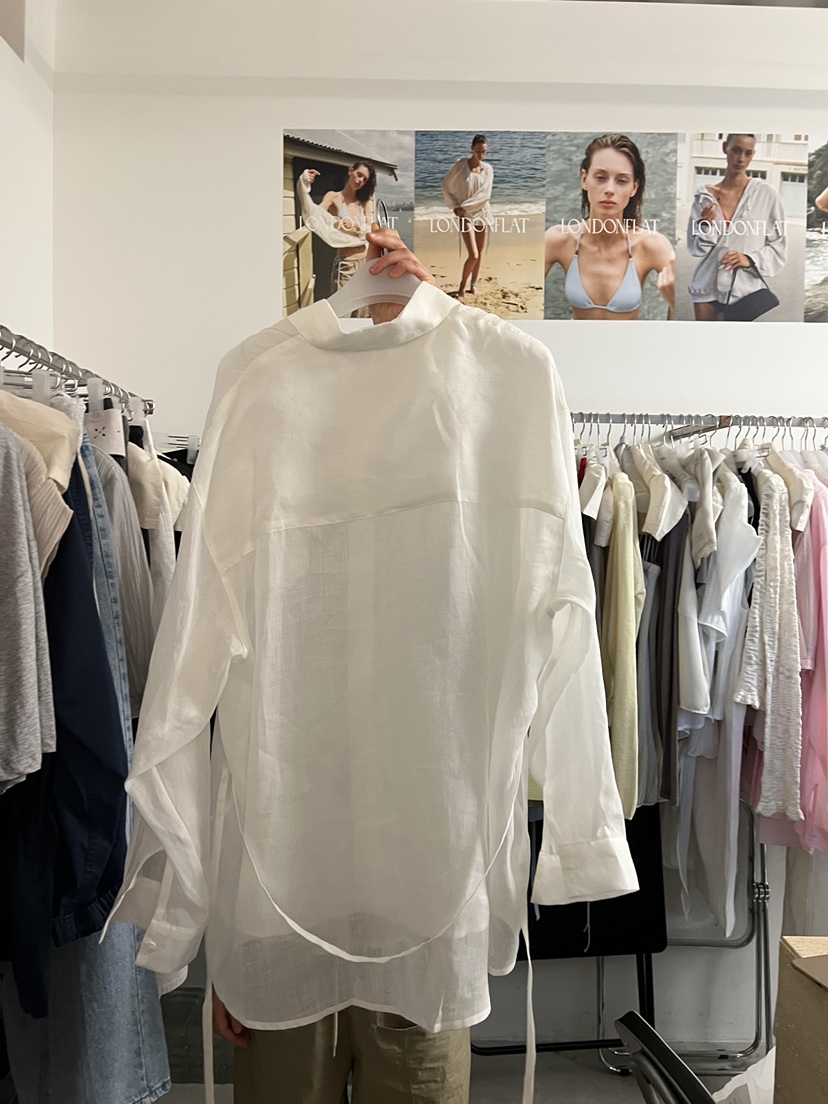 LONDON FLAT韓國代購女士新品休閑時尚襯衫蕾絲衫水洗亞麻LONDON FLAT襯衫/蕾絲衫