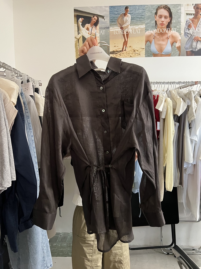 LONDON FLAT韓國代購女士新品休閑時尚襯衫蕾絲衫水洗亞麻LONDON FLAT襯衫/蕾絲衫圖色4