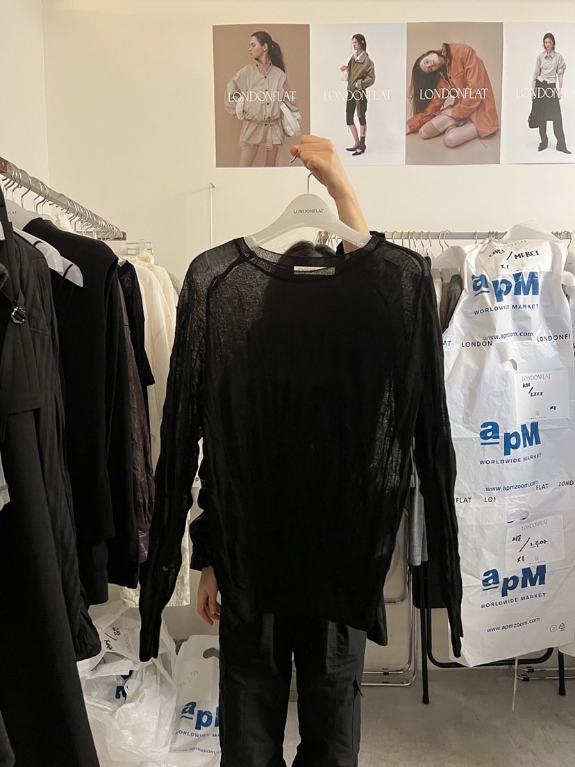 LONDON FLAT東大門直郵女裝新款真品休閑職業長袖T恤透明LONDON FLAT長袖T恤圖色4