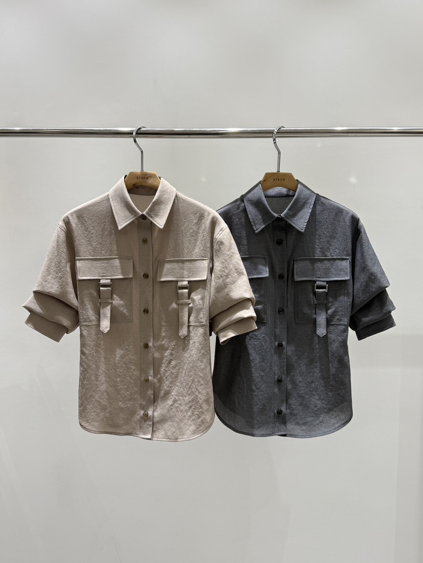 STAGE東大門代購女士新款推薦26春夏真品熱賣襯衫蕾絲衫口袋STAGE襯衫/蕾絲衫