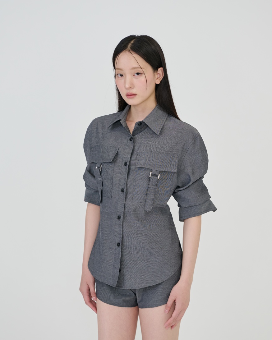 STAGE東大門代購女士新款推薦26春夏真品熱賣襯衫蕾絲衫口袋STAGE襯衫/蕾絲衫