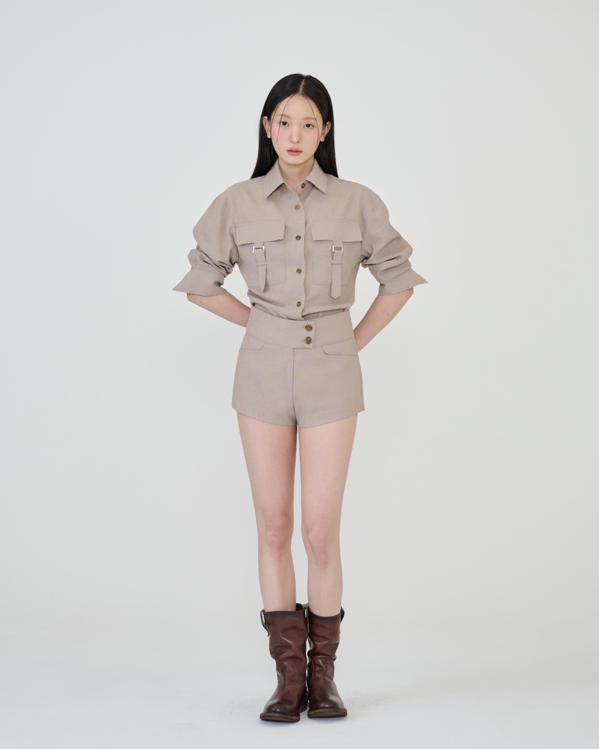 STAGE東大門代購女士新款推薦26春夏真品熱賣襯衫蕾絲衫口袋STAGE襯衫/蕾絲衫