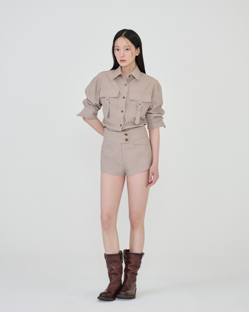 STAGE東大門代購女士新款推薦26春夏真品熱賣襯衫蕾絲衫口袋STAGE襯衫/蕾絲衫