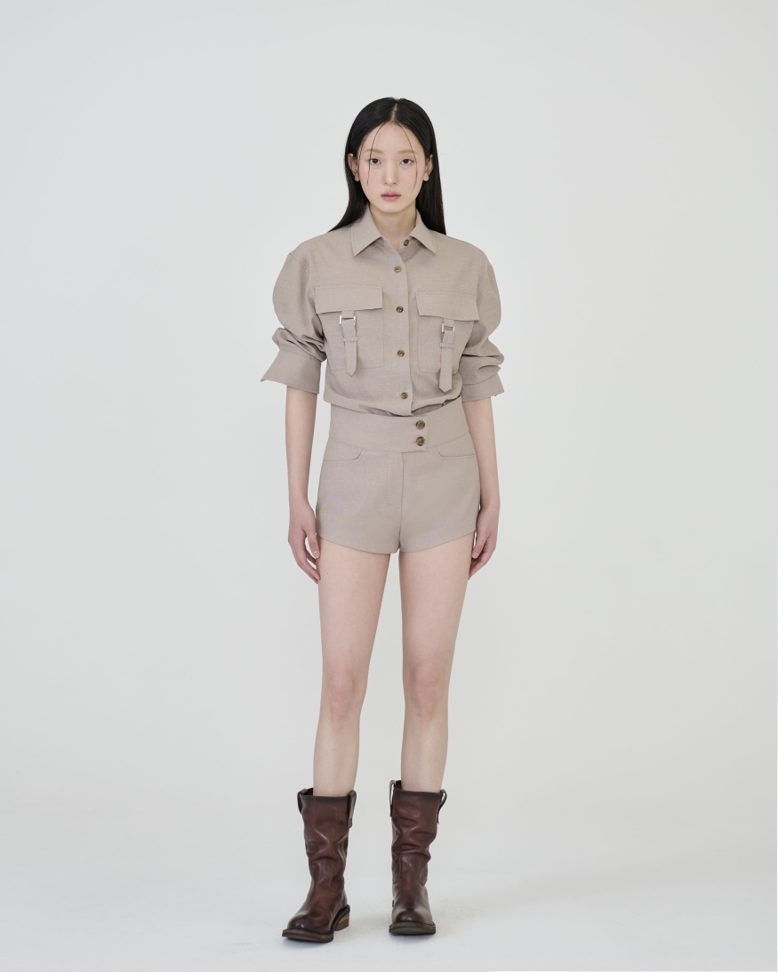 STAGE東大門代購女士新款推薦26春夏真品熱賣襯衫蕾絲衫口袋STAGE襯衫/蕾絲衫